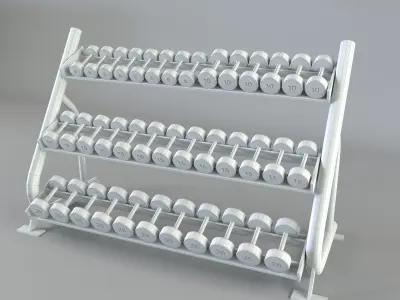 Dumbbell set rack with weights 3D model