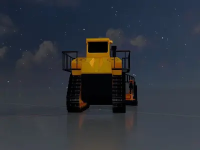 Hydraulic bulldozer tracked construction site vehicle orange Low-poly 3D model