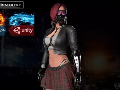 Sci-Fi Girl Low-poly 3D model