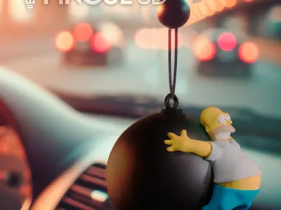 HOMER SIMPSON ON A HOLLOW THREADED BALL - CHRISTMAS DECORATION 3D print model