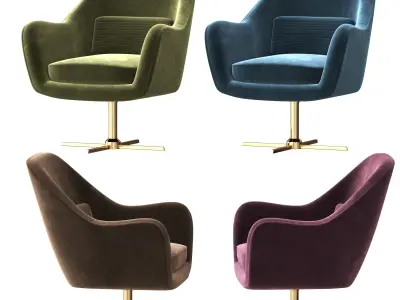 Velvet Swivel Lounge Chair 3D model
