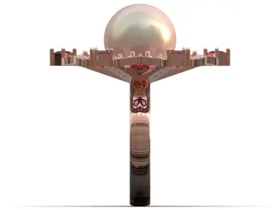 Luxurious Womens Pearl stl 3dm Ring Model pr0072 3D print model