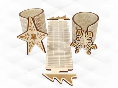 Christmas gift Napkin Holder laser cutting design 3D print model