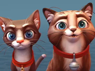 Cats Cartoon Low-poly 3D model