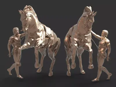 Chariot horse Delphi sculpture mirrored 3D model