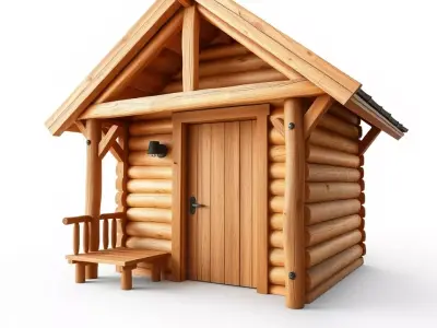 Rustic Wooden Cabin model pack Low-poly 3D model