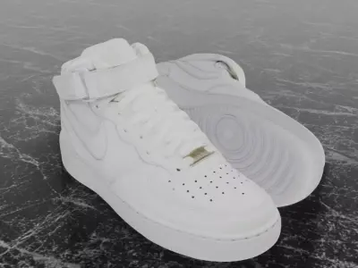 NIKE AIR FORCE ONE 1 WHITE HIGH 3D SHOES Low-poly 3D model