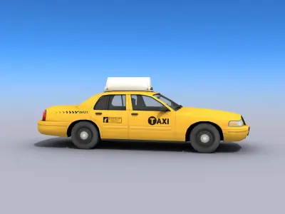 New York Taxi Car Low-poly 3D model
