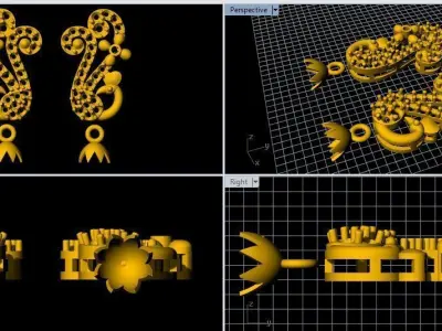 Peacock Earring 3dm file  3D print model