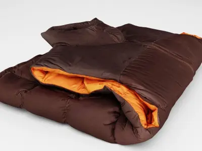 Brown down casual winter sleeveless jacket generic folded  3D model