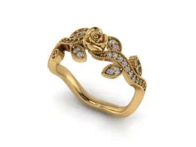 Luxury rose ring 3D print model