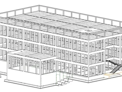 Frame structure of the administrative building 3D model