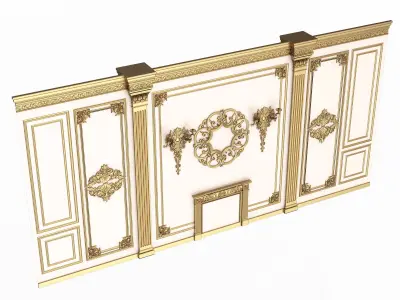 Boiserie Classic Wall with Mouldings 03 White Low-poly 3D model