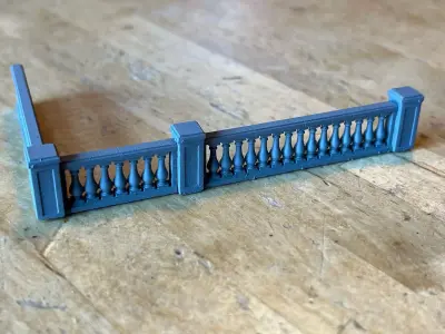 Model Railway Decorative Stone Balustrade with Pillars 3D print model
