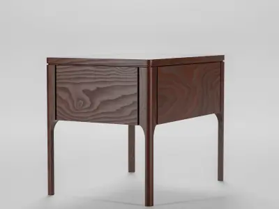 Dark brown wood bedside table Low-poly 3D model