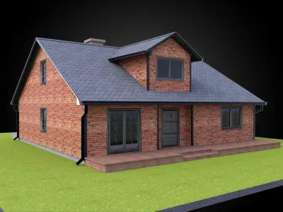 Residential style home fully modeled exterior architecture  3D model