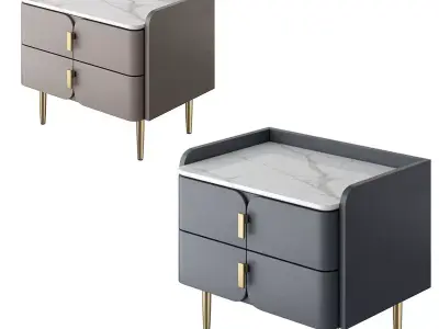 Bed-Sidetable Low-poly 3D model