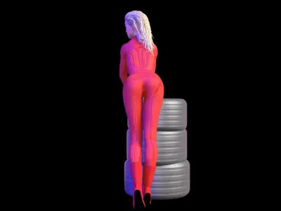 Formula one RACE GIRL PITSTOP RED MONZA 3D print model