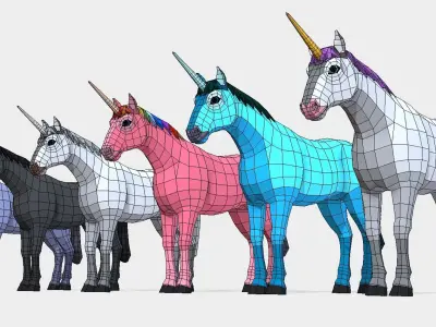 LowPoly Unicorn Low-poly 3D model