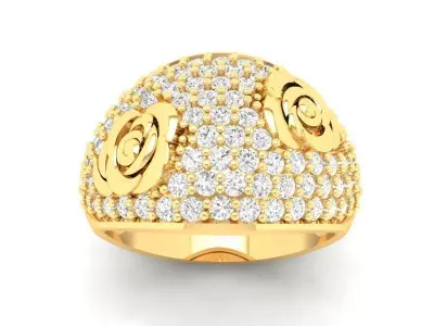 Luxury Rose Flower Pave Diamond Ring for Women 3D Model 474 3D print model