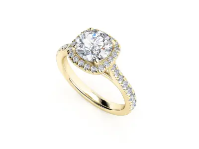 ZRP026 halo engagement ring in rose gold 3D print model