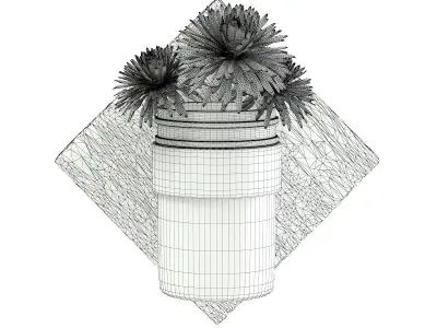 Wall Hanging Flask with Flower 3D model