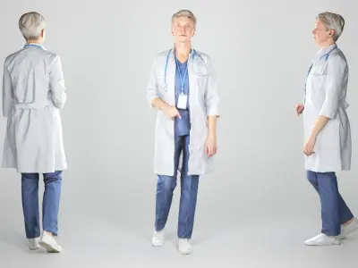 Female medical doctor walking 132 Low-poly 3D model
