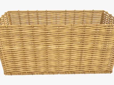 Wicker basket rectangular 02 medium brown 3D model