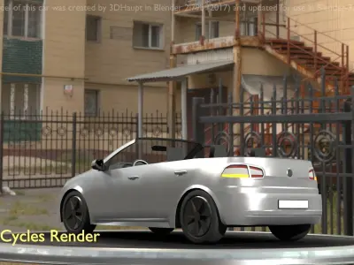 City Car 66 Compact Class Convertible Open Type-C Silver  Low-poly 3D model