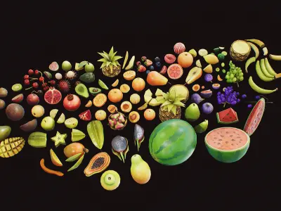 Stylized Fruits Pack 01 Low-poly 3D model