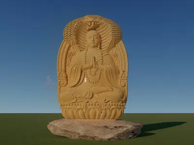 Buddhad statue of buddhist deity Low-poly 3D model