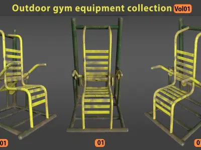 Outdoor gym equipment collection-vol01 Low-poly 3D model