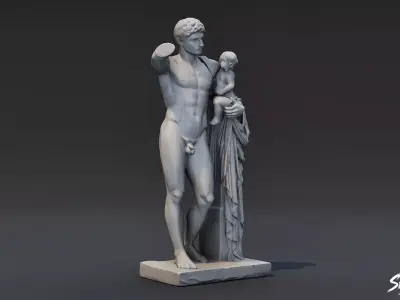 Hermes and the Infant Dionysus Low-poly 3D model