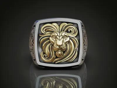 Lion Head Signet Ring   3D print model