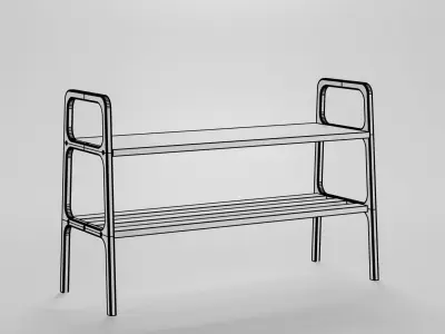 Mid-century modern bench shoe storage Low-poly 3D model