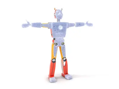 Retro Orange Robot model pack Low-poly 3D model