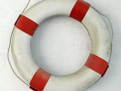Red and White Life Preserver 3D model