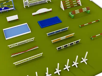 Horse jump obstacle full pack 3D model