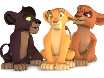 Vitani Lion Cub Low-poly 3D model
