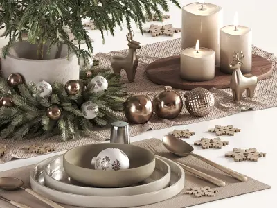 tableware setting christmas N047 3D model