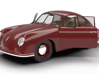 Porsche 356 1300 1952 3d model HQ 3D model