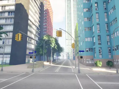 City Downtown Skyscraper Street - Unreal - Lot 04 Low-poly 3D model