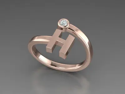 Jewelry Alphabet Ring H 3D print model