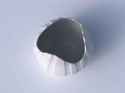 Bowl Spheric wavy with smooth vertical ribbons 3D print model