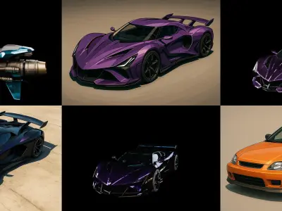 Sport Car bundle 10 pack 100 glb 3D model