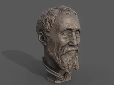 Michelangelo bust of man with beard Low-poly 3D model