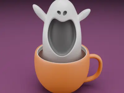 Coffee Ghost Halloween 3D model for 3D print 3D model