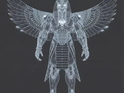 Sci-Fi Mecha-Horus - Winged Egyptian Mythological Prop Low-poly 3D model