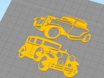 Classic cars wall decoration 3D model