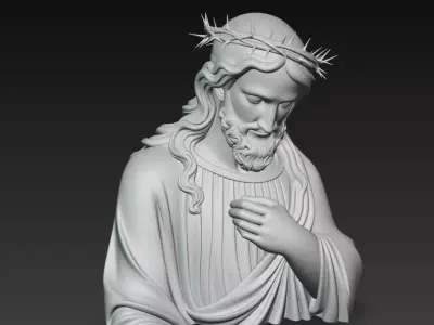Blessed Christ in Reverence - Crown of Thorns Marble Bust 3D 3D print model